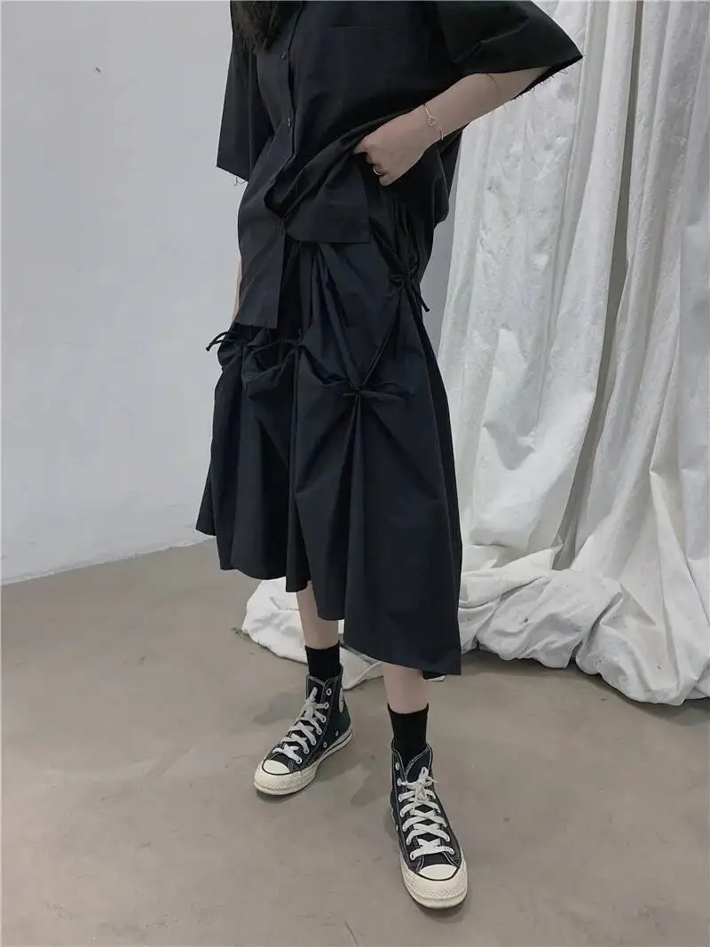 UMI MAO Yamamoto Dark Skirt Women  New Heavy Industry Handmade Strap Summer New Mid Japanese Casual Gothic Skirt Femme Y2K