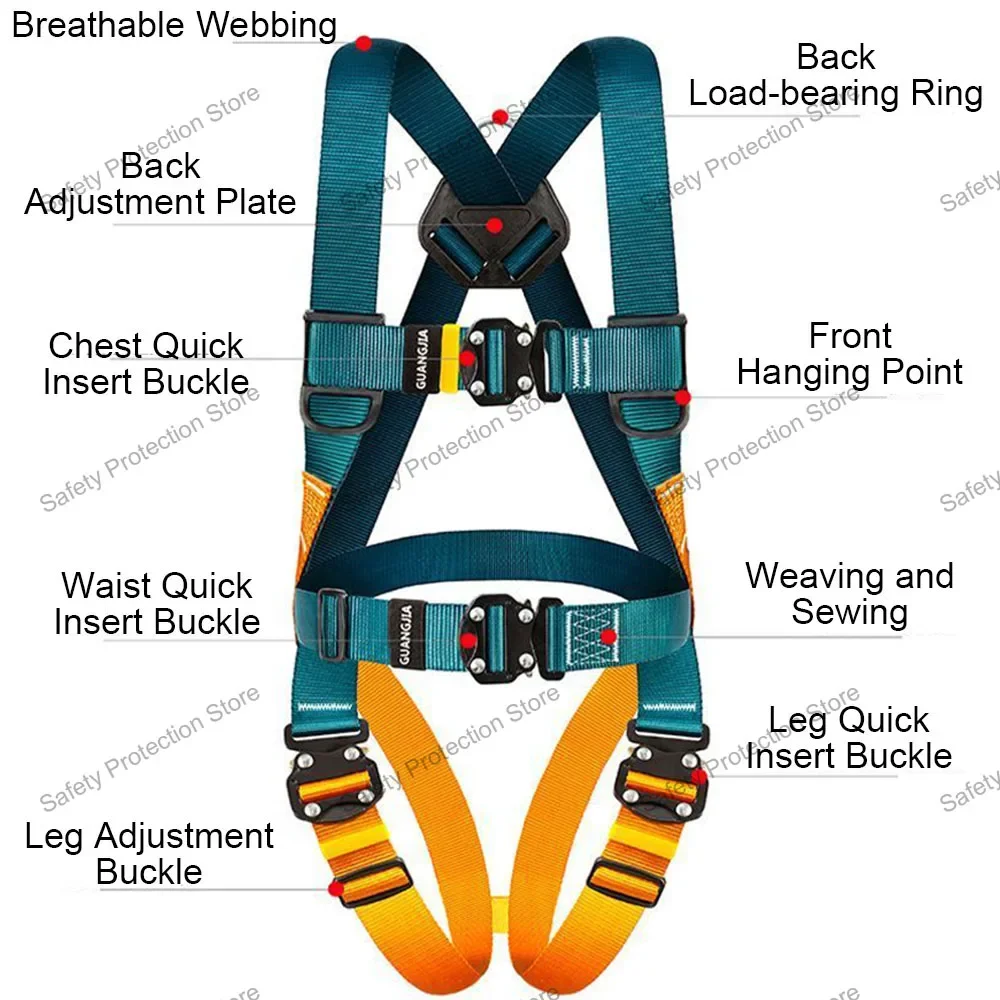 Harnais de sécurité pour le travail à haute altitude, ceinture/corde de sécurité à cinq points pour entraînement d'escalade en plein air, équipement de protection pour la Construction