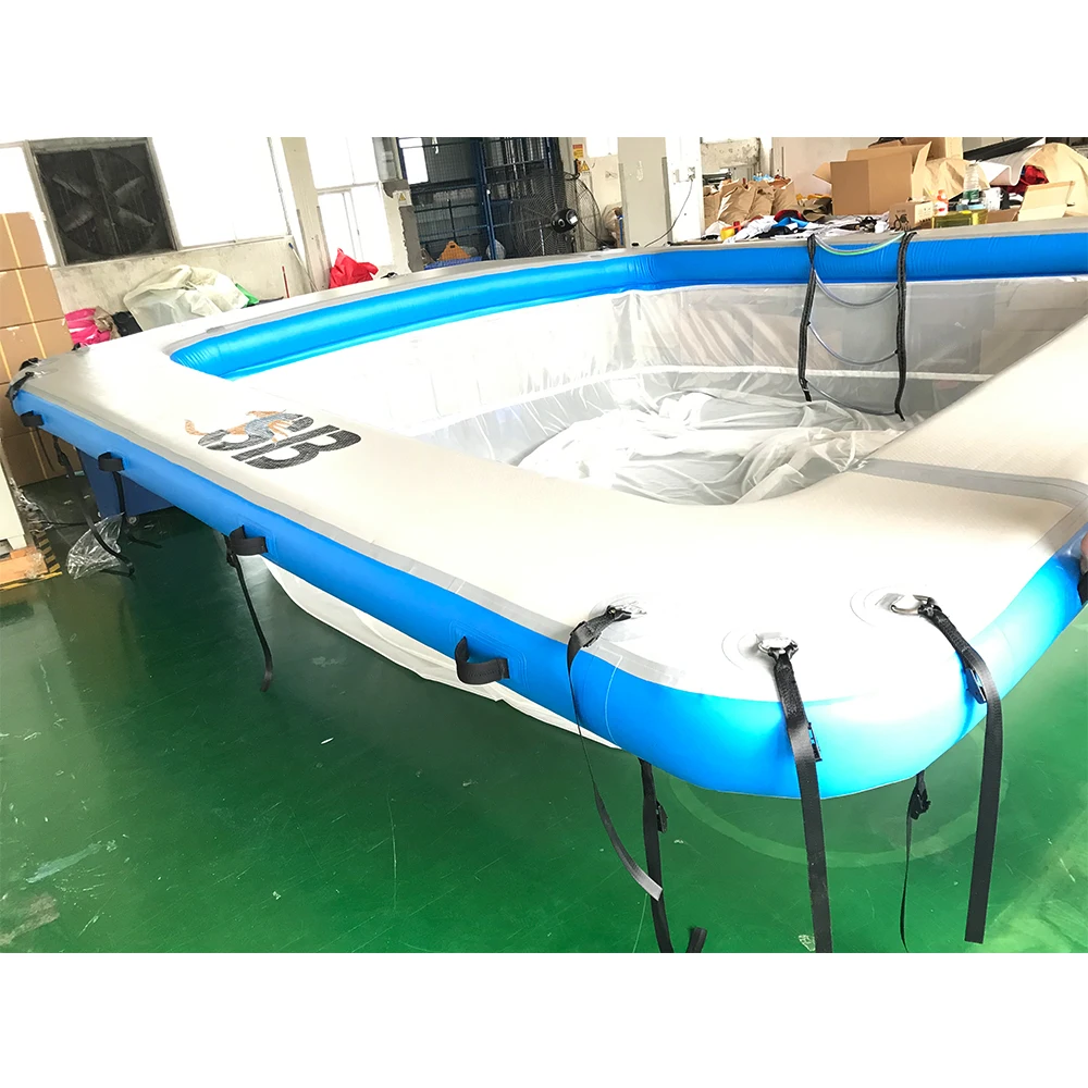 

4x4x1m Marine Drop Stitch Floating Dock Sea Swimming Pool With Protection Net Inflatable Dock with Pool Anti-jellyfish