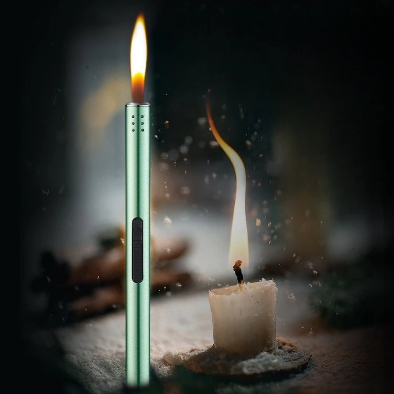 Stilvolles Butan-Gasfeuerzeug mit weichem Feuer und Zündhebel mit langem Griff, Haushalts-Aromatherapie-Kerze, Gasherd-Zünder