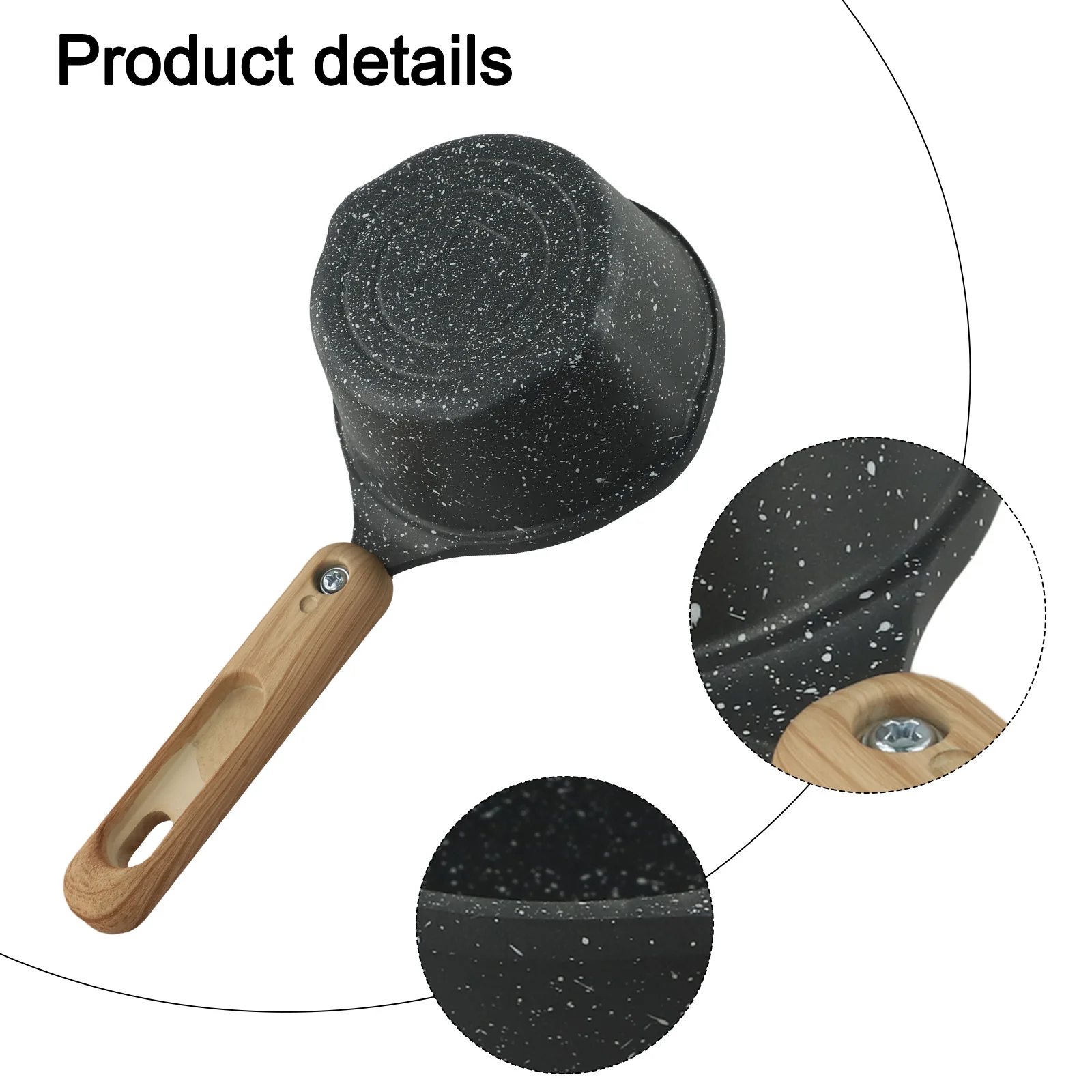 

Black Cast Aluminium Hot Pot Comfortable Grip Handle Compatible With Induction Stoves Convenient For Heating Oils