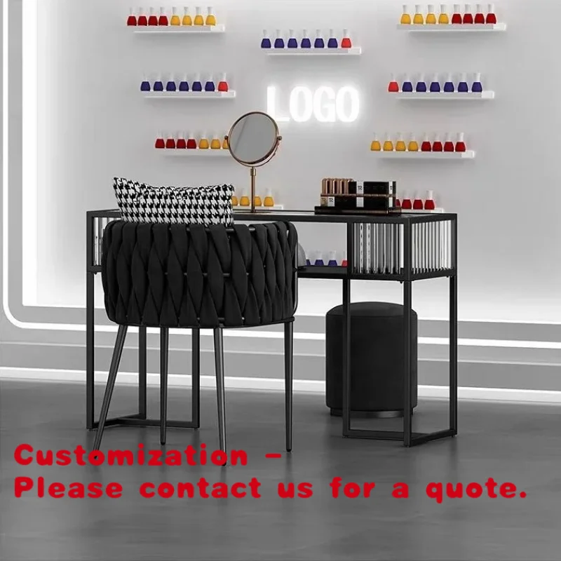 

Customize.Black Beauty Nail Tables and Chairs Sets Nails Salon Furniture American Style Manicure Table Nail Desk Sale