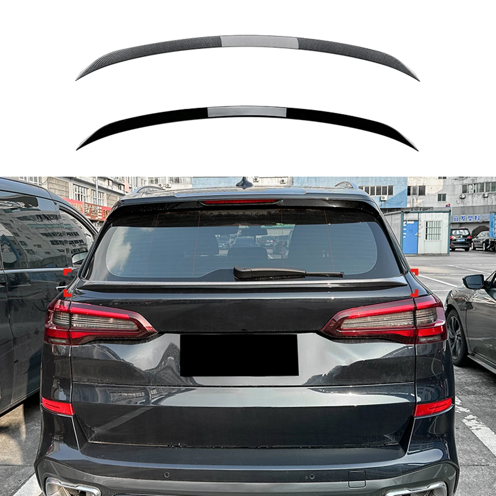 

For BMW X5 G05 2019 2020 2021 2022 2023 2024 Rear Trunk Spoiler Middle Wing Lip Carbon Fiber Look/Gloss Black Tail Mid Splitter