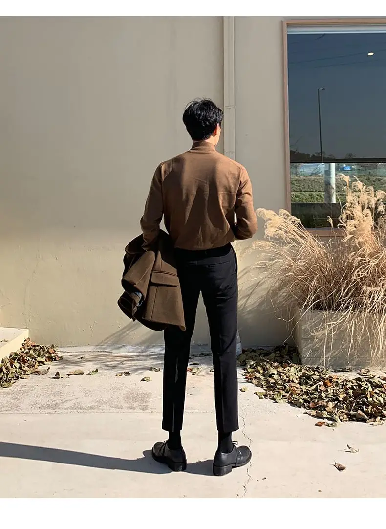 Half-turtleneck Sweater for Men, Long-sleeved Korean Style Trendy Knitted Sweater with Bottoming Shirt, Hong Kong Style Casual