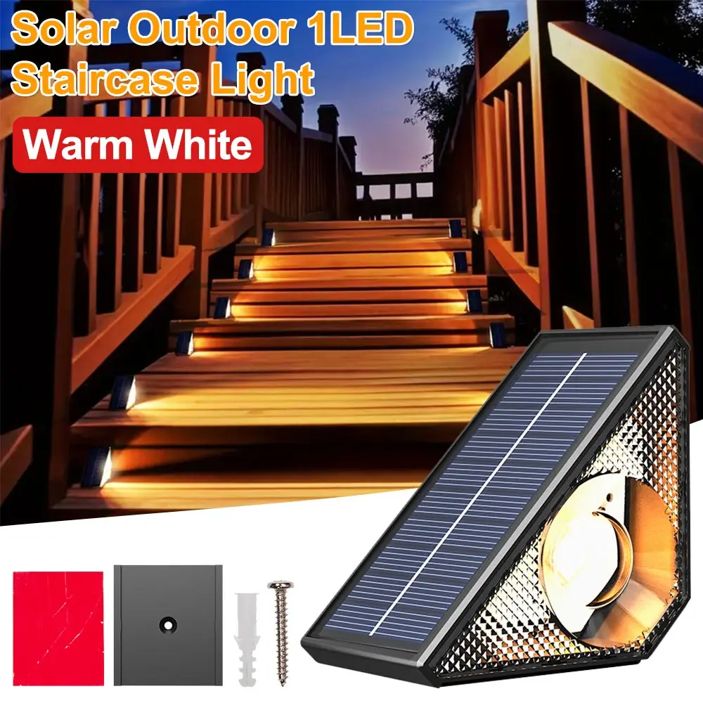 

LED Solar Step Lamp Stair Light Outdoor IP44 Waterproof Light With Lens Anti-theft Design Decor Lighting For Garden Deck Path