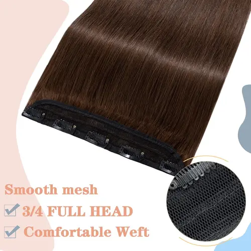 Imagen 2 del producto Extensiones de cabello con Clip recto para mujer, 100% cabello humano, 5 Clips, 3/4 cabeza completa, Clip de una pieza en extensiones de cabello humano