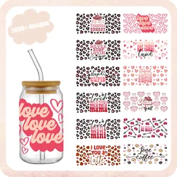 Valentine's Day 16OZ UV DTF Cup Wraps Transfer Sticker For Glass Libbey Can Bottle Selfadhesive Washable DIY Custom