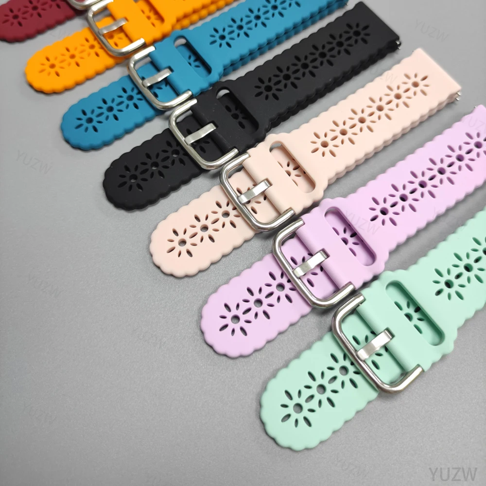 20mm 22mm hole Silicone Band for Samsung Galaxy Watch 7 6 5 4 for Huawei GT5 4 3 GT2 pro bracelet for Garmin Vivoactive 6 strap