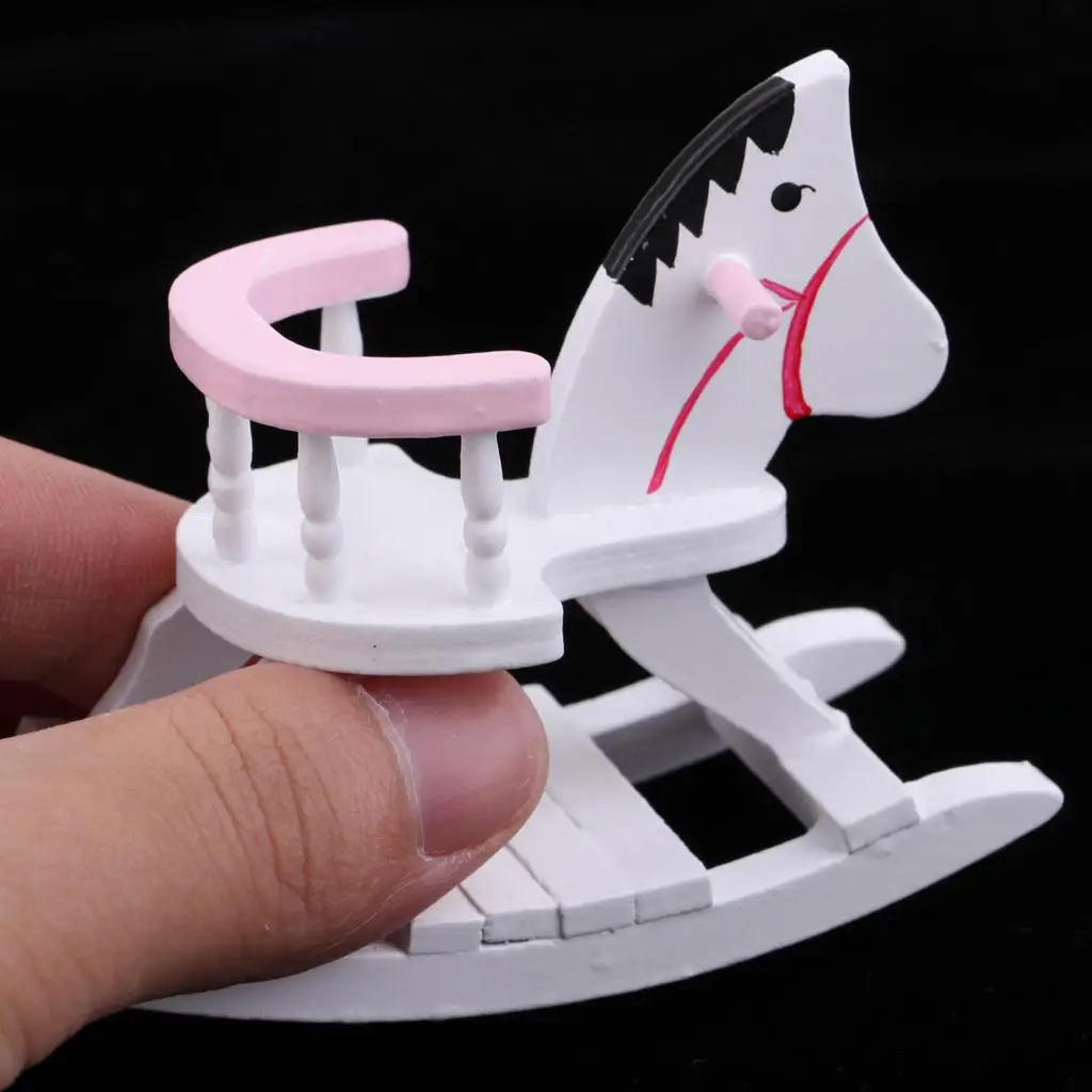 

Handmade 1/12 Dolls House Miniature White Rocking Horse Cockhorse Fairy
