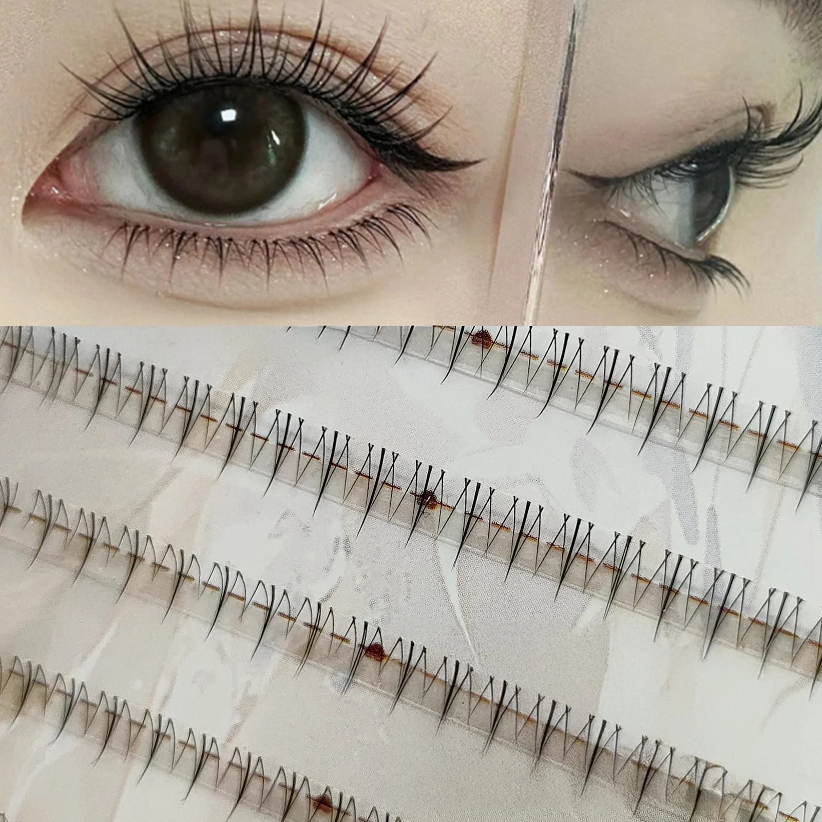 자연 투명 가짜 속눈썹 한국 스타일 단일 클러스터 가짜 속눈썹 여자를위한 하단 속눈썹 여성 메이크업 코스프레