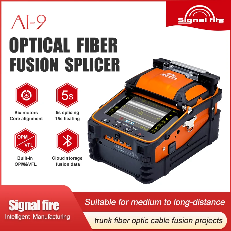2025 Original AI-9 SignalFire Splicing Machine Fusion Splicer Multi-Language FTTH Splicer Machine 6 Motor 5S splicing machine