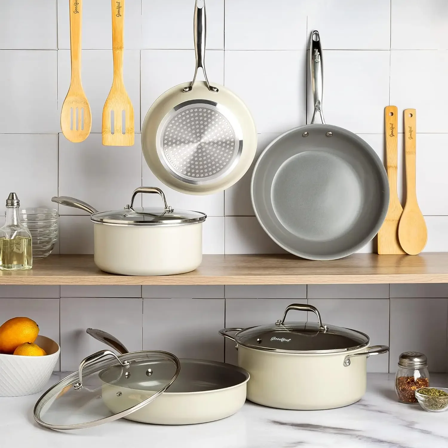 

Hot sale.Ceramic Nonstick Pots and Pans Set, Titanium-Reinforced Premium Nonstick Coating, Dishwasher Safe Pots and Pans