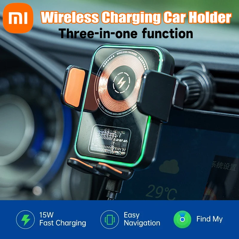

Xiaomi 15W Wireless Charger Car Phone Holder Air Vent Mount Stand For iPhone Samsung Cell Phone Support Fast Charging