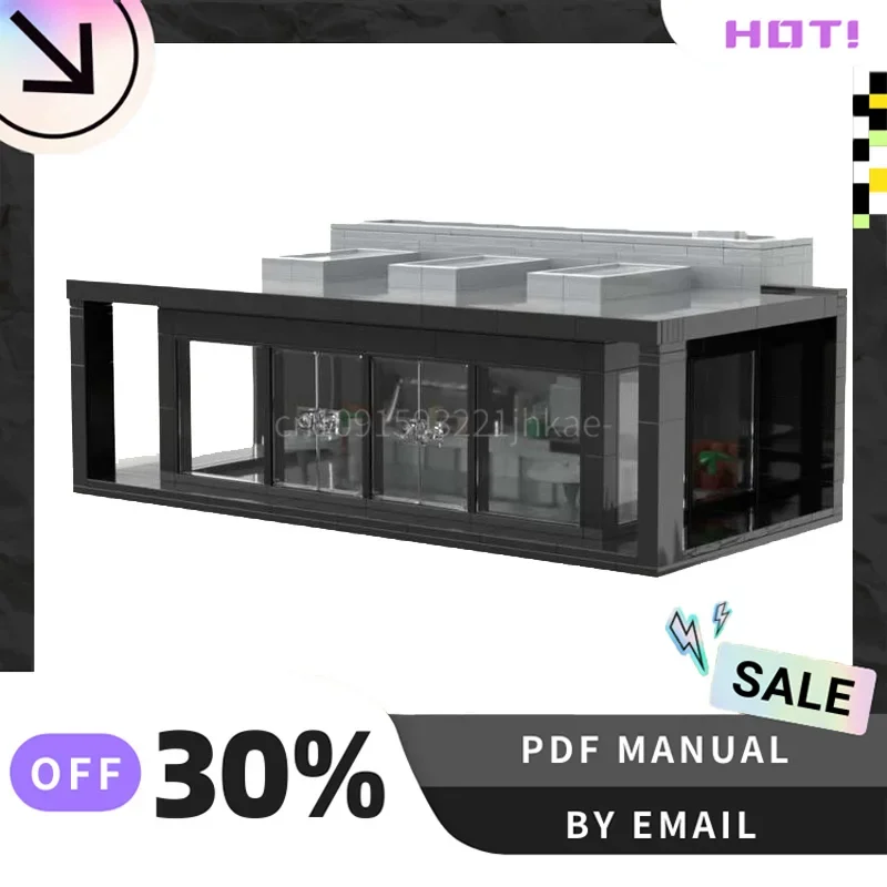 [569 peças] personalizado moc moderno café casa criativa blocos de construção conjunto haste brinquedo educativo diy modelo de construção kit aniversário