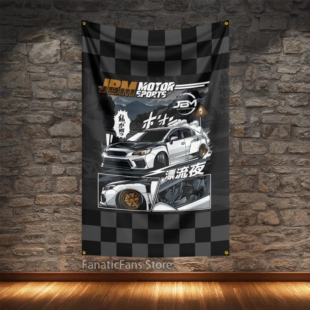 Modified Racing Car Flag Design Polyester Digital Printing Cars Banner For Decoration
