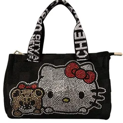 Hello Kitty messenger bag female 2024 new cute cartoon flashing diamond messenger bag all-match mobile phone carrying case