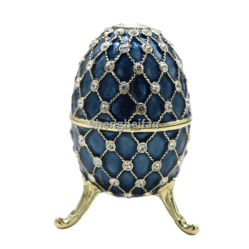 

Metal Craft Enamel Ornament Faberge egg Jewelry Box Counter Decoration Bithday Gift Trinket Box For Home Decoration