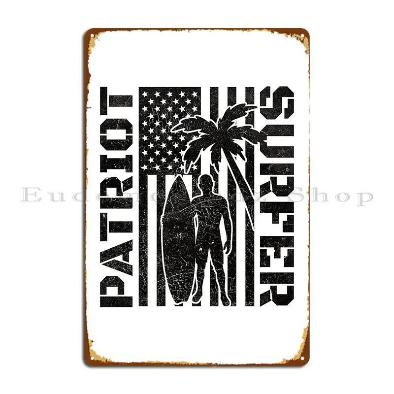 Patriot Surfer Patriotic Surf Art Male Distressed Metal Plaque Retro Printed Kitchen Kitchen Decoration Tin Sign Poster