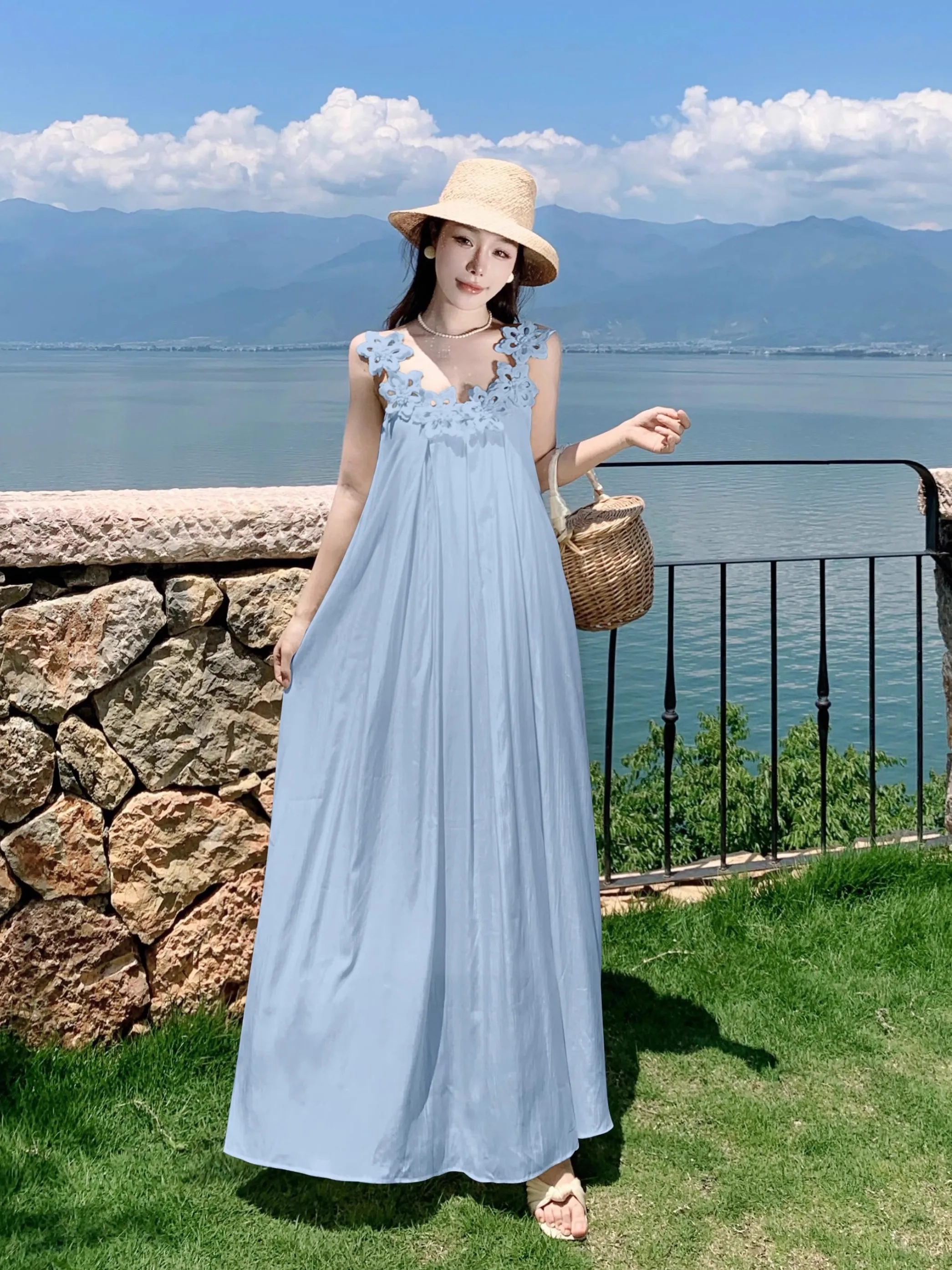 

Летняя юбка А-силуэта с вышивкой Ele Embroidered ter Ne Dr, свободного кроя, дышащая, комфортная, приятная для кожи