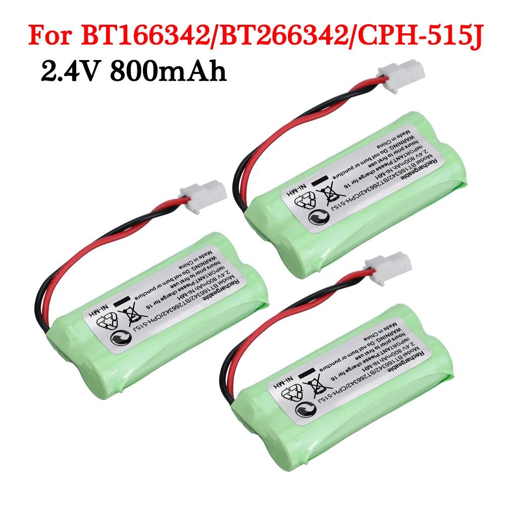 2.4V 800mAh AAA Ni-MH Cordless Phone Rechargeable Battery For Uniden BT166342 BT266342 CPH-515J CL80100 BT1183342 Battery