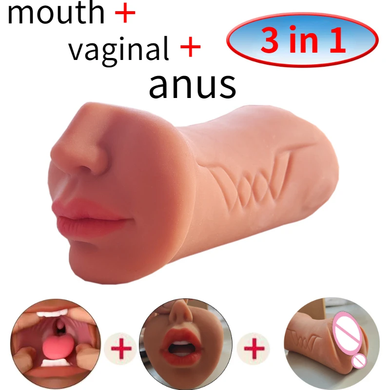 3IN1 Sex Toys Masturbation For Men Deep Throat Artificial fleshlight Pussy Oral Male MasturbatorBlowjob Realistic Rubber Vagin