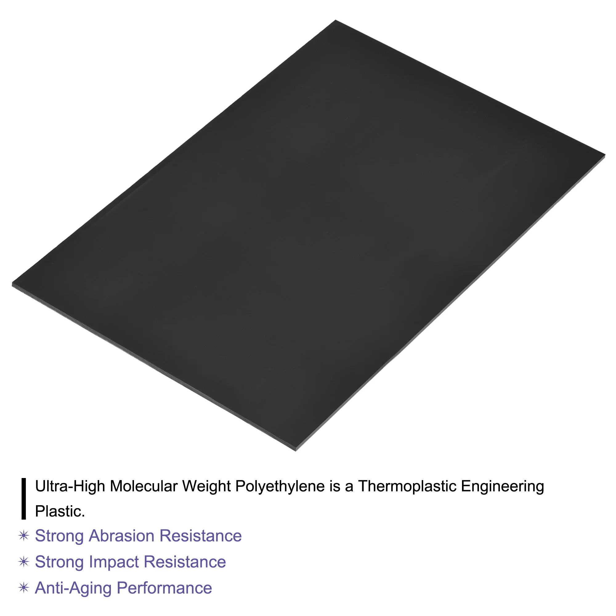 uxcell UHMW Sheet Ultra High Molecular Weight Polyethylene Sheet Hard Plastic Sheet Board 6.1''x 8 '' x 0.12'' Black