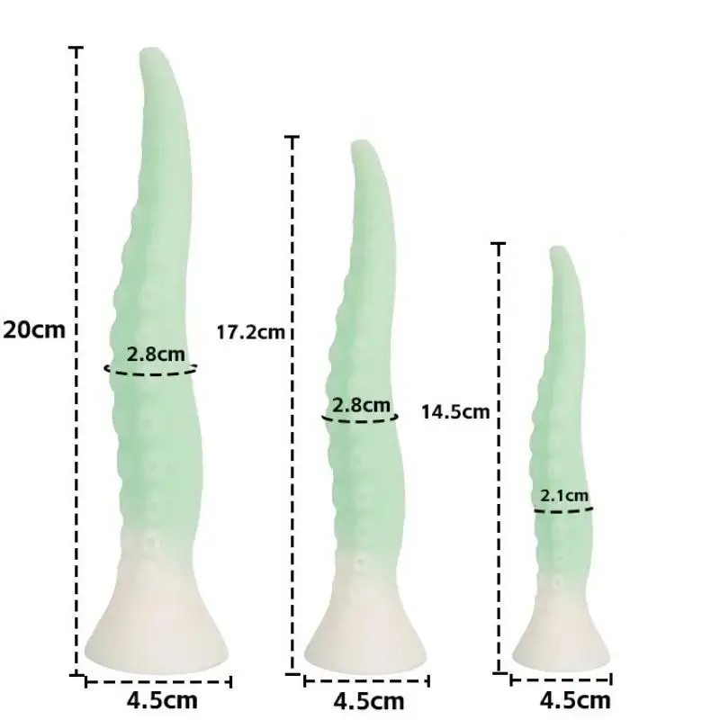 3 Sizes Gradient Green Liquid Silicone Tentacle Anal Plugs With Suction Cup Dildos For Progressive Training And Deep Pleasure - view 6