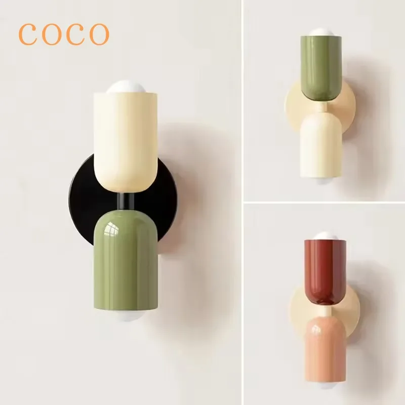 

Nordic Macaron Milk Oil Wind Double Head Decorative Wall Light LED for Living Room, Bedroom, Bedhead, Study, Corridor Light