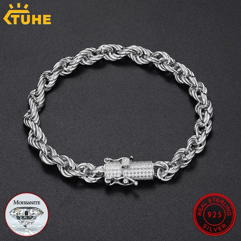 

TUHE High Quality Unisex Foxtail Franco Chain Men Moissanite Necklace S925 Silver For Men's Hip Hop Jewelry