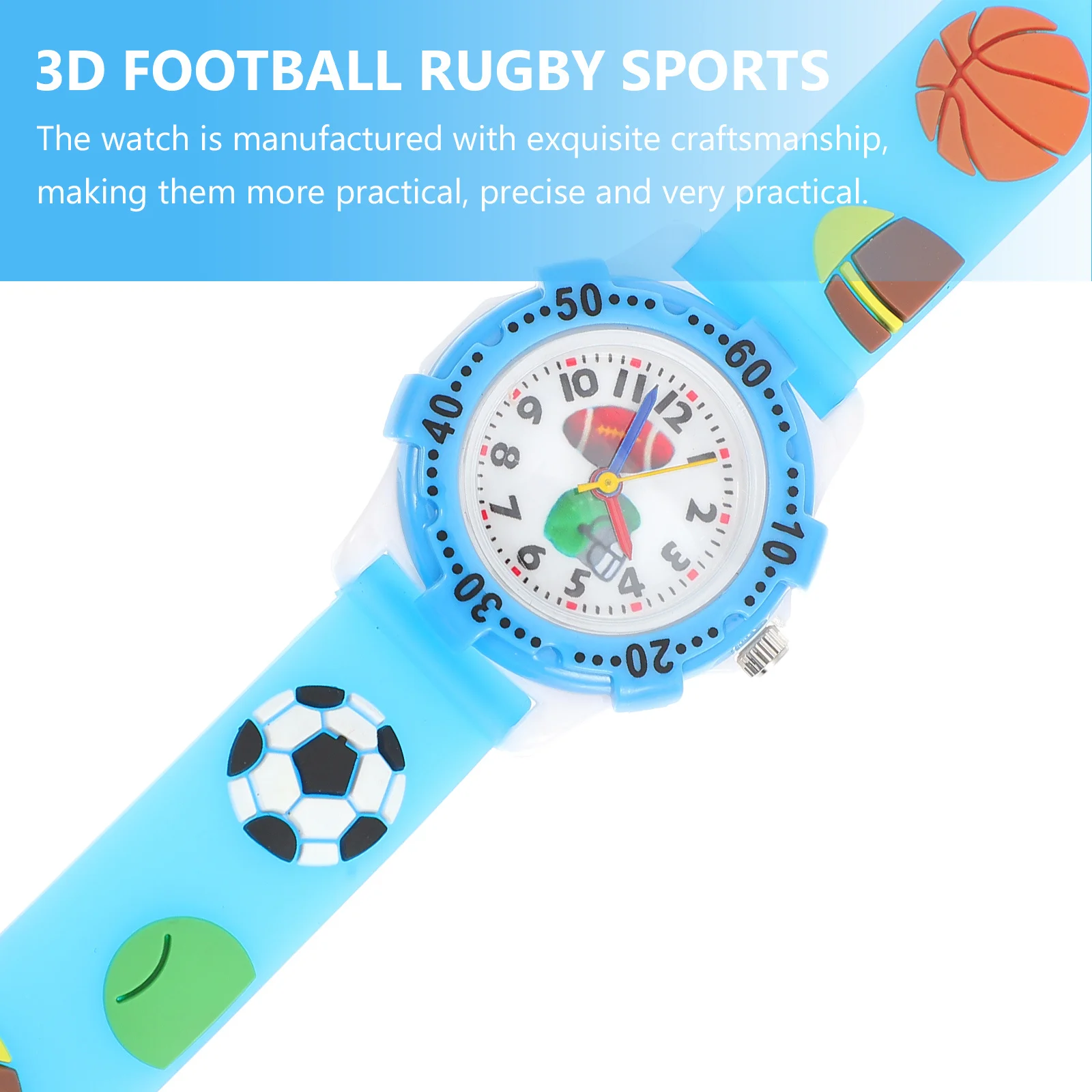Sports Watch Waterproof Cartoon Football Rugby Style 'S Wristwatch For Outdoor Activity Gift