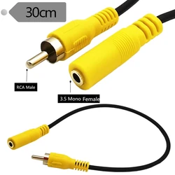 1pcs 3.5mm Mini Mono Male to RCA Female Video Cable for Car DVD TV/HDTV VCR CD players Camcorder Camera 1FT