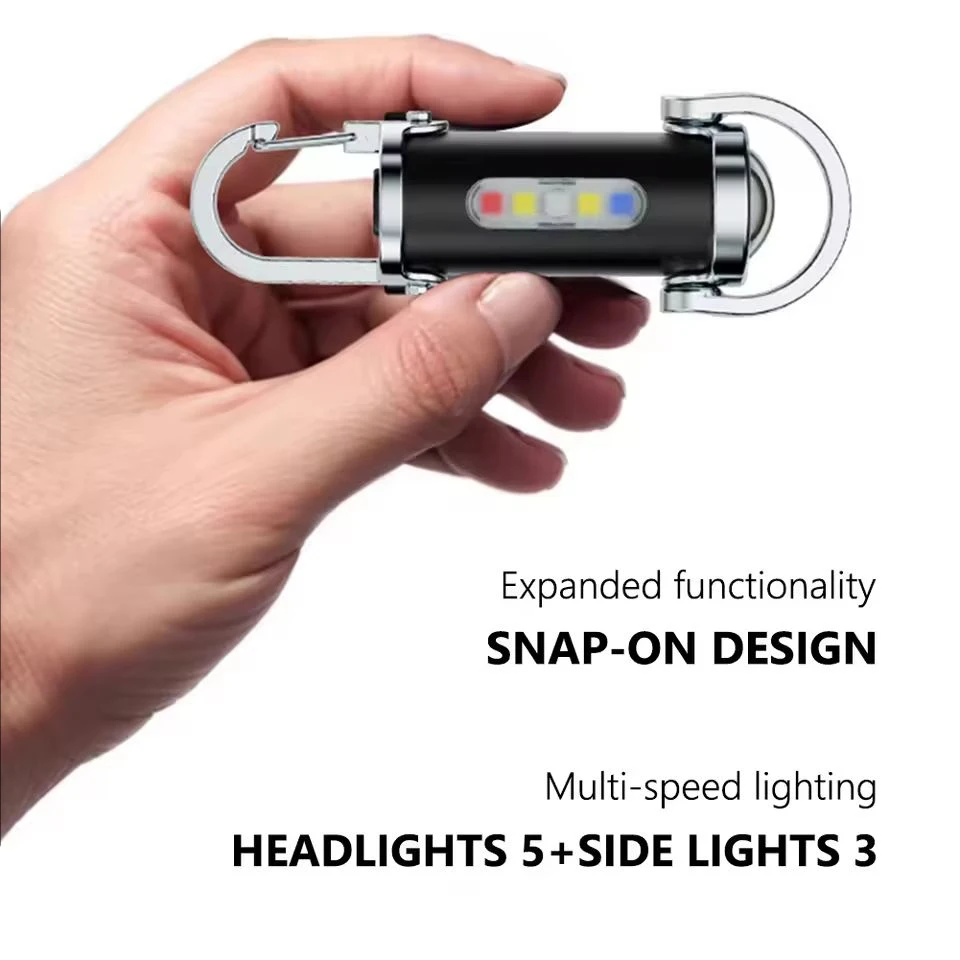 พวงกุญแจมินิแบบพกพา COB ไฟฉายกลางแจ้งพลังงานสูงไฟฉายพกพาไฟฉาย LED แบบชาร์จไฟได้สำหรับแคมป์ปิ้งไฟฉุกเฉิน