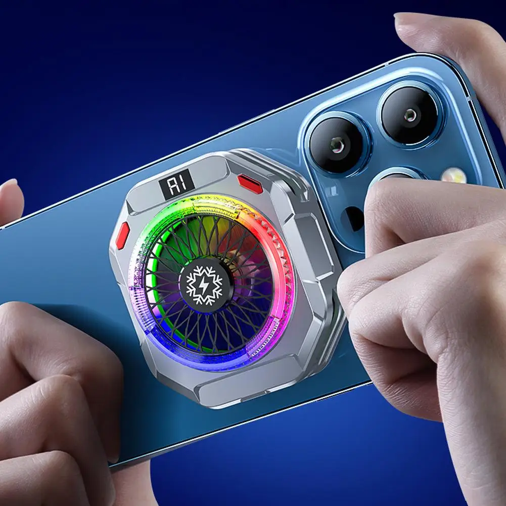 磁気式スマホクーラー-led-rgb-30w-ゲーミングヒートシンク-クリップ式急速冷却ラジエーター-夏用屋外モバイルスマート温度制御