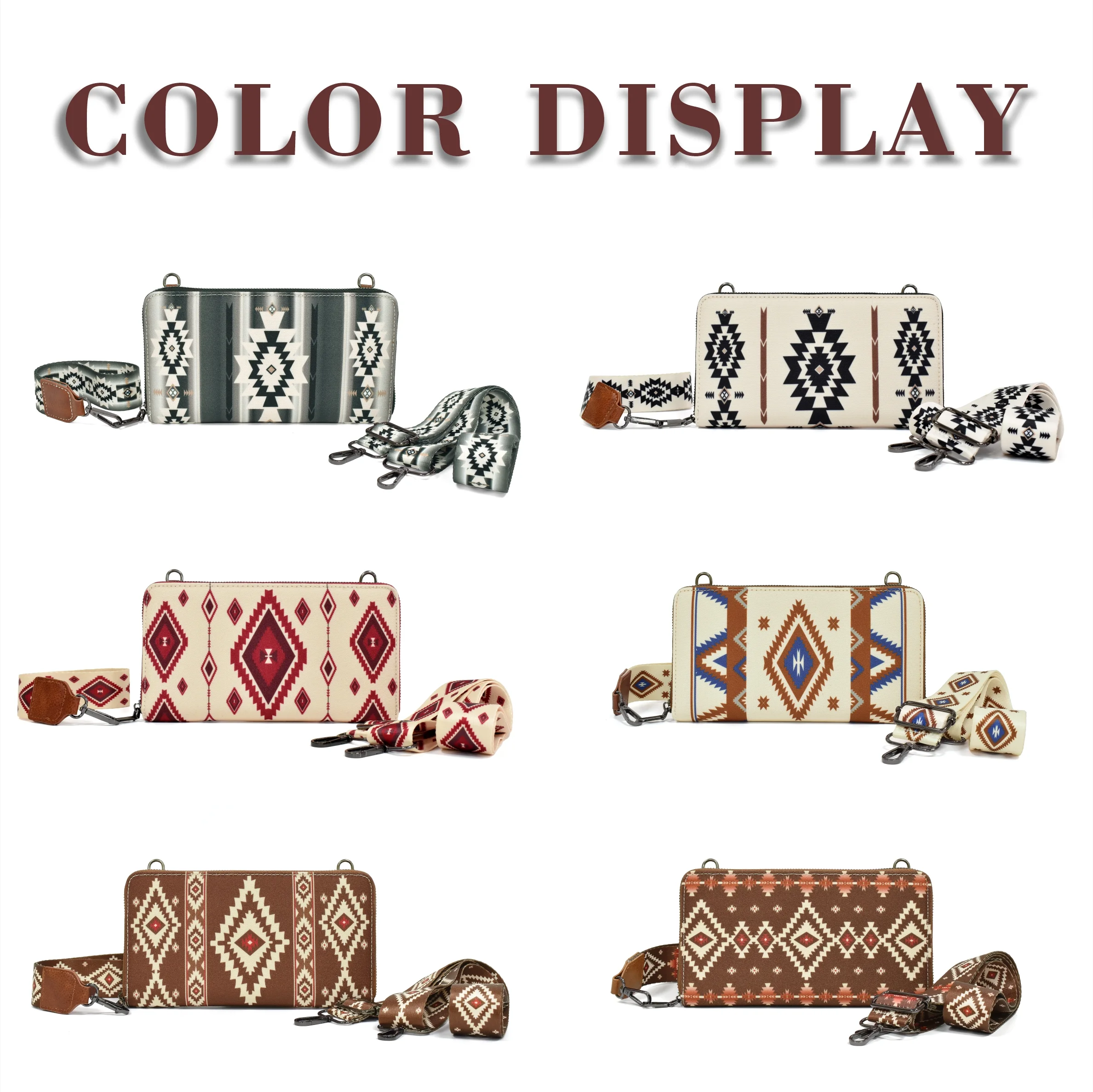 Bohemian Style Shoulder Bag European And American Vintage Zipper Random Pattern Canvas Handbag Small Purse Fashion Beach Bag