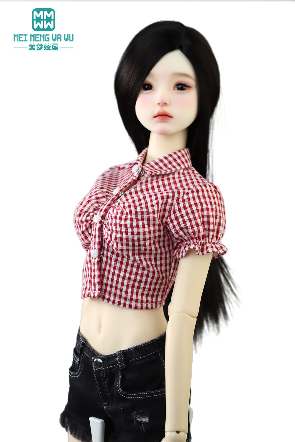 

Подходит для кукол 1/4 1/3 BJD, одежда 43-60 см, SD DD MSD, модные гофрированные рубашки розового, красного, белого цвета