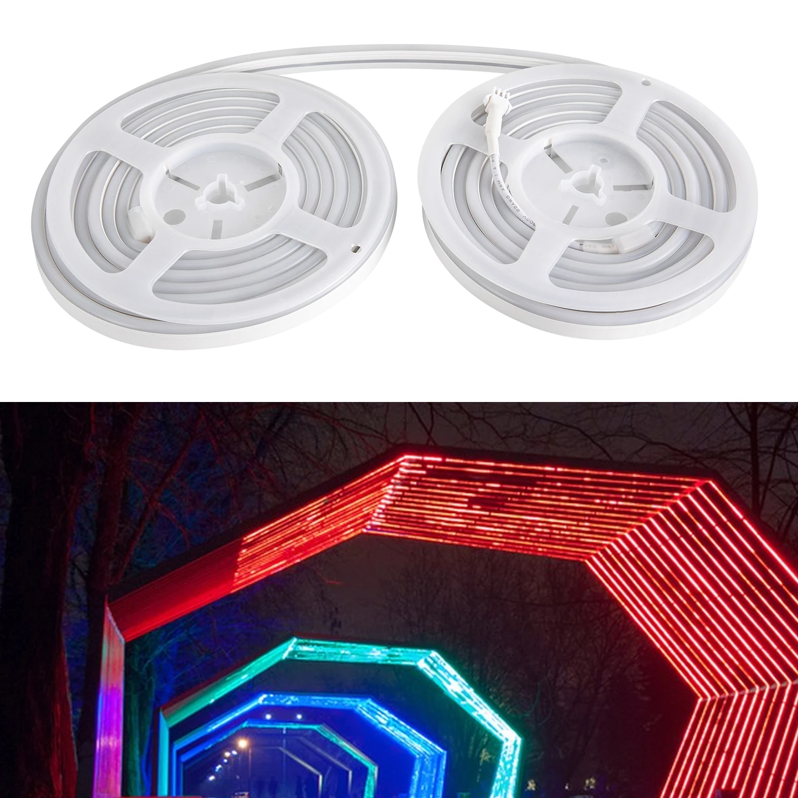 Novela tira de iluminación RGB, sincronización de música, resistente al agua IP65, diseño flexible, bajo calor, segura para niños, fácil instalación para el hogar y