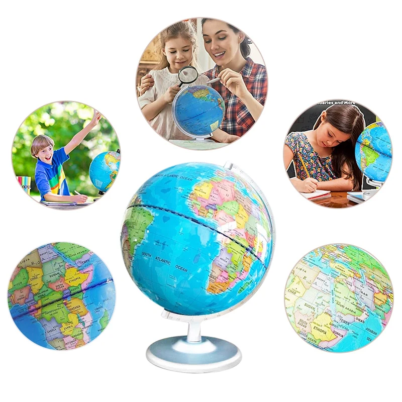 23Cm LED Luminous Globe Metal Bracket Day And Night Earth World Map Suitable For Scientific Exploration/School Teaching