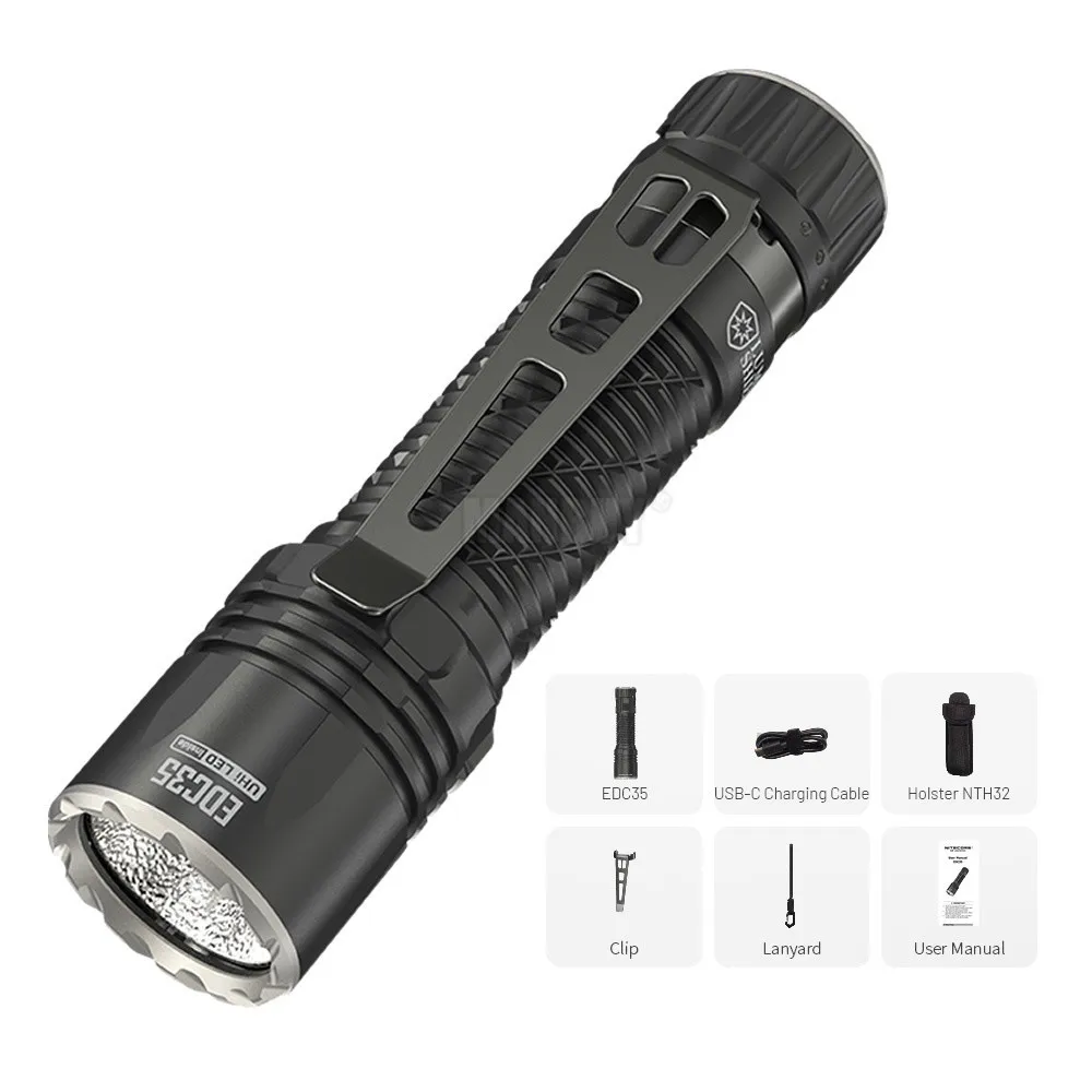 2026 NITECORE EDC35 5000 Lumens LED USB-C Rechargeable Flashlight Gear Outdoor Camping EDC Torch Built in 6000mAh Li-ion Battery