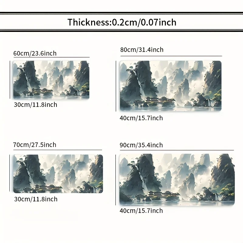 1pc Dreamy Mountain Landscape Mouse Pad - Extra Large, Washable & Non-Slip Rubber Desk Mat with Stunning Artistic Design, Durabl