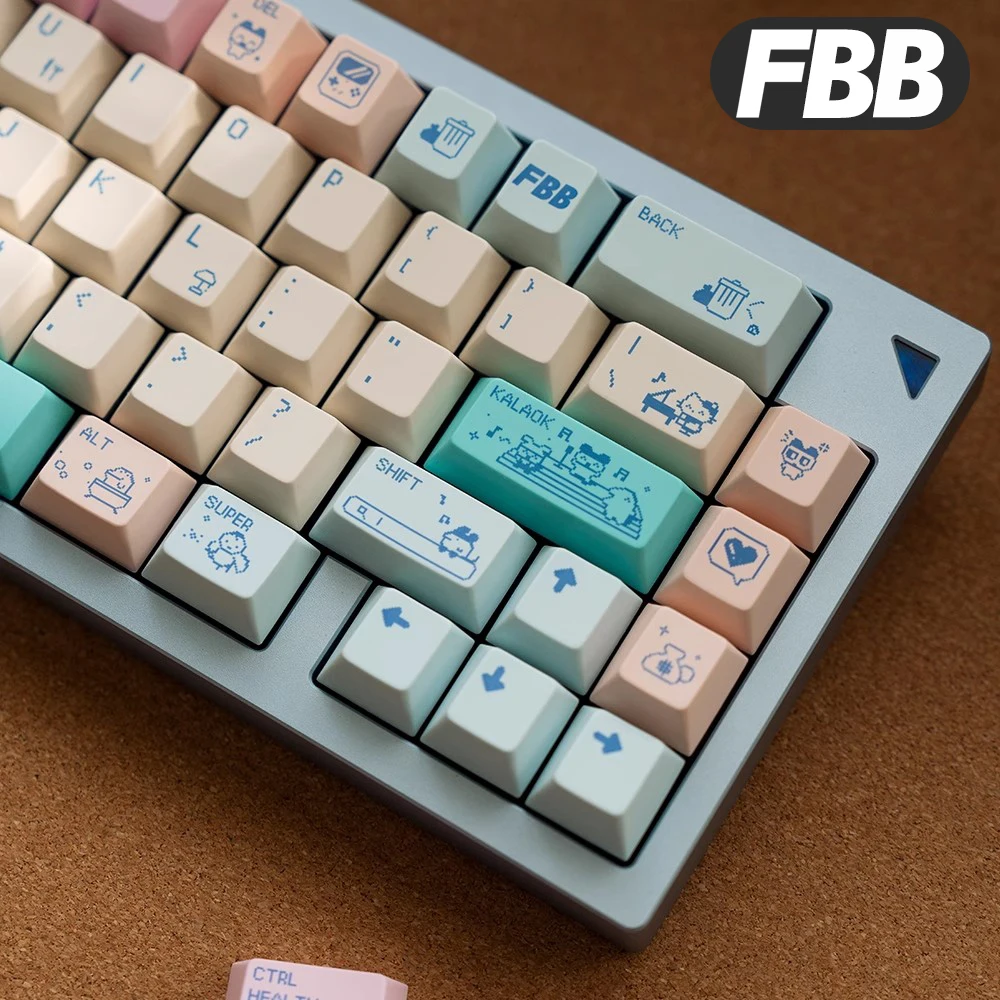 

Колпачки для клавиш FBB, электронные пиксели для домашних животных, милый мультфильм, PBT, сублимация для вишневого профиля, механическая клавиатура, колпачок для клавиш цвета макарон