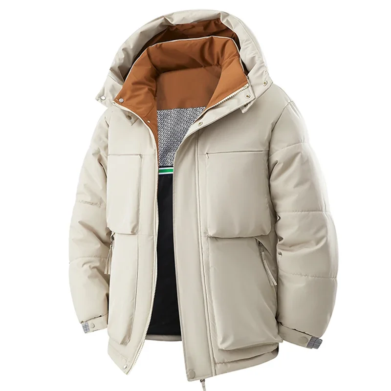 Winter Man Windproof Casual Puffer Jacket Men Thicken Outdoor Detachable Hat Jacket Man Multi Pocket Loose Parka Windbreaker 8XL