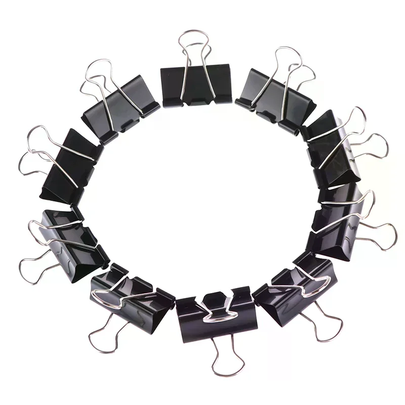 10 pcs Black Metal Binder Clips Notes Letter Paper Clip Binding Securing clip
