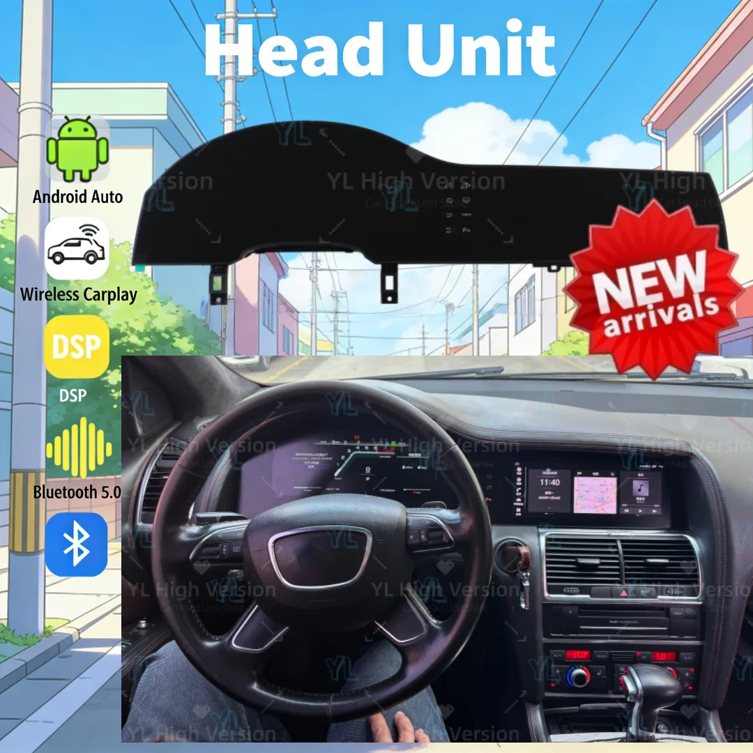 Android 13 Car Radio For Audi Q7 4L 2006-2015 Car Dashboard Full LCD Digital Instrument Dual Screen CarPlay Multimedia Unit 4G