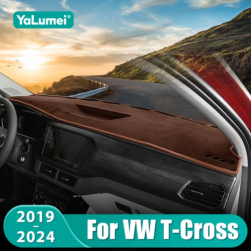 Für Volkswagen VW T-CROSS TCROSS 2019 2020 2021 2022 2023 2024 Auto Dashboard Matte Sonnenschutz Nicht-slip Abdeckung Zubehör LHD RHD