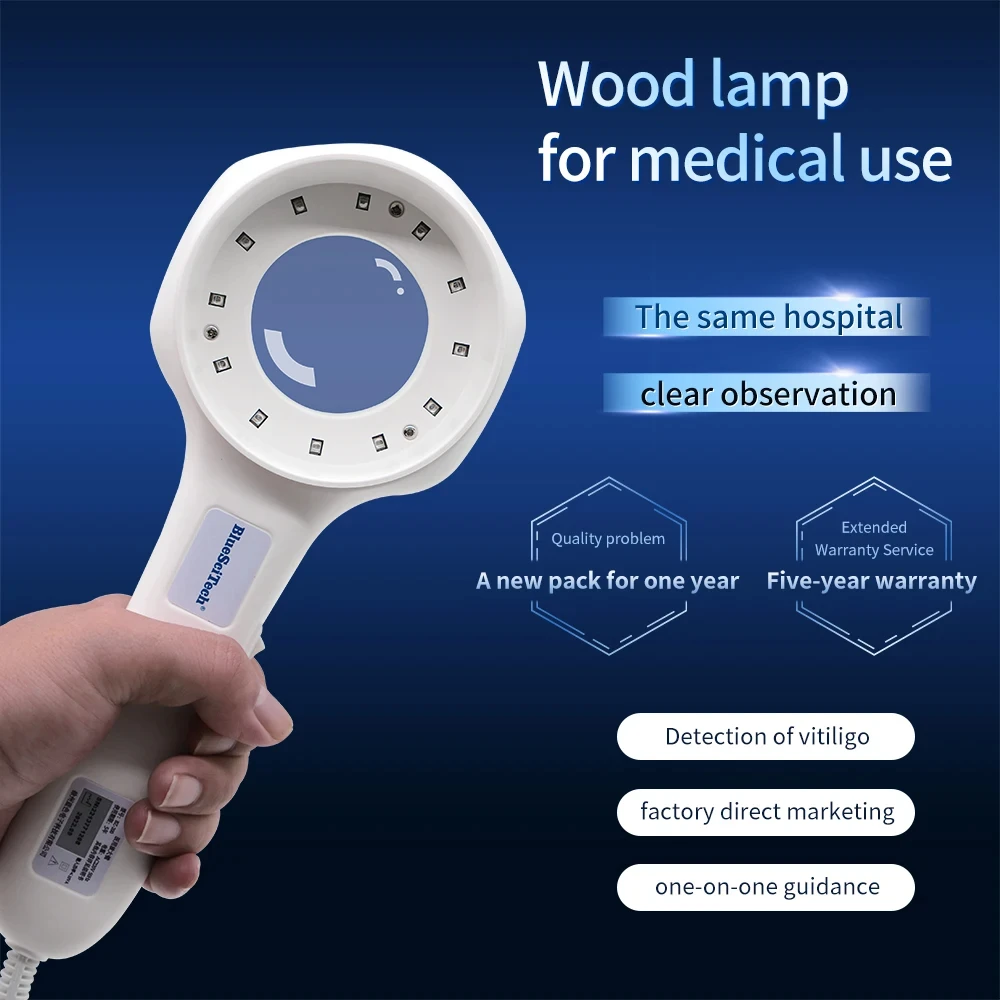 Lámpara ultravioleta de madera con luz de musgo para gato, analizador de piel, prueba de vitíligo, examen, máquina de análisis de aumento, detección de piel