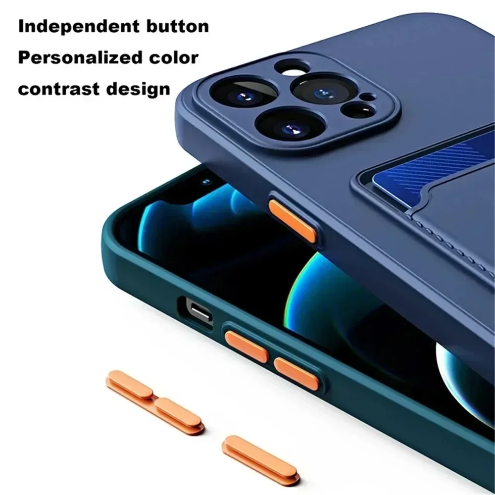 Slot para cartão saco titular caso de telefone para iphone 16 15 14 13 12 11 pro max mini xs xr 7 8 16 plus tpu carteira capa macia à prova de choque