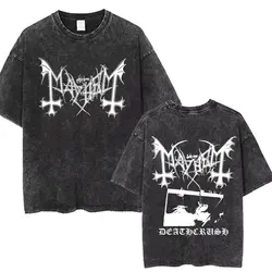 Best Famous Mayhem Deathcrush Vintage Washed T Shirt Men Women Classic Death Black Metal Rock Band T-shirts Unisex Streetwear