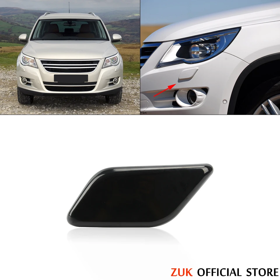 ZUK Headlight Washer Nozzle Cover Unpainted Washer Jet Sprayer Cap For VW Tiguan 2007 2008 2009 2010 2011 5N0955109 5N0955110