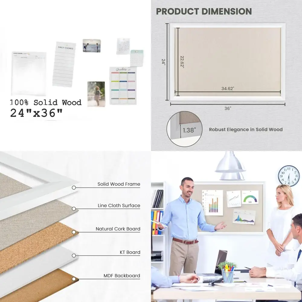 

Доска объявлений из льняного покрытия 24x36, настенная тканевая доска с 10-контактными кнопками для домашнего, школы и офисного использования