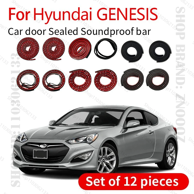 

For Hyundai GENESIS Car Door Seal Strip Rubber Double Layer Sealing Protector Soundproof Strip Dustproof Seal Strip 12PCS Set